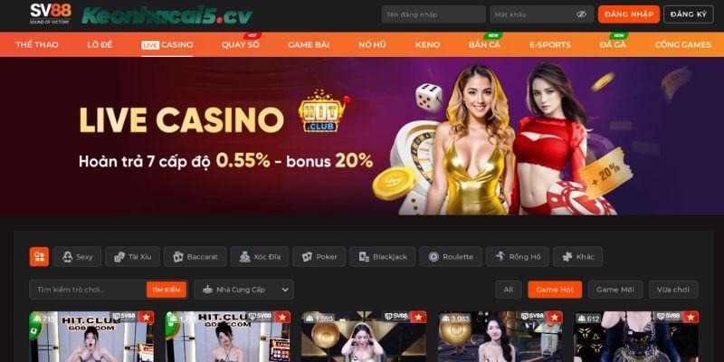 Casino trực tuyến của SV88 chính là nơi hội tụ các trò chơi cá cược hấp dẫn cho người chơi
