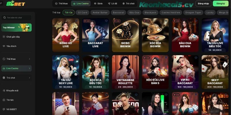 Giao diện sảnh cược casino được nhà cái thiết kế và tái hiện lại một cách đầy chân thực