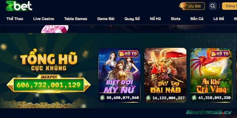 Nổ hũ với giải thưởng cực khủng tại nhà cái ZBET